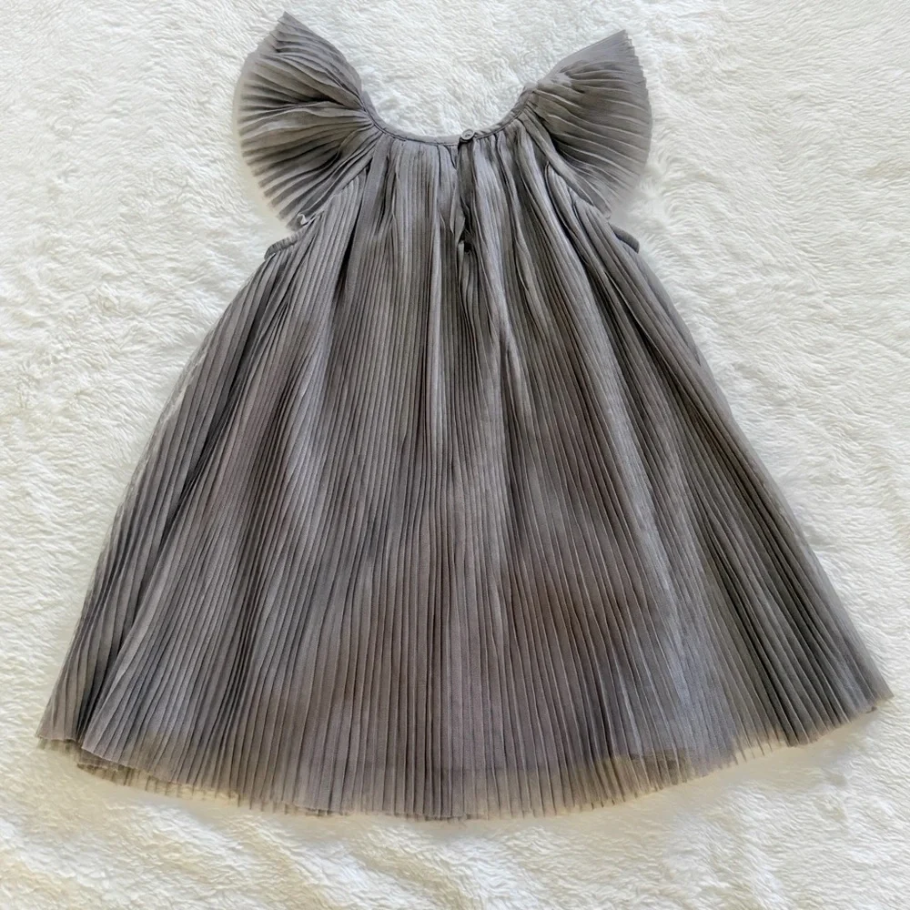 Old Navy Pleated Tulle Swing Dress Gray Titanium Frost Size 3T